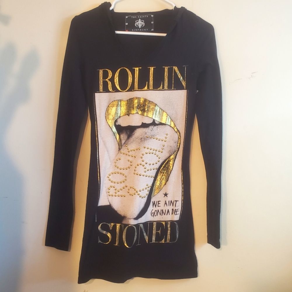 The Saints Sinphoney Rolling Stones Long Sleeve Hooded Shirt